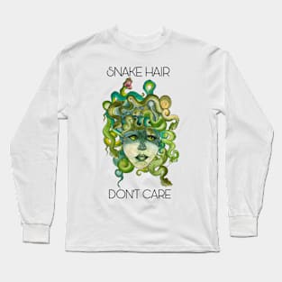 Snake Hair, Don’t Care, Watercolor Medusa Long Sleeve T-Shirt